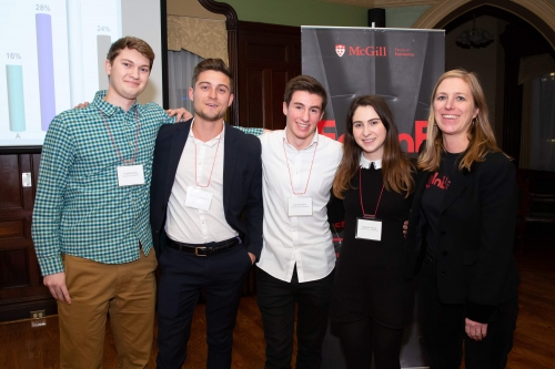 Group shot of the TechIdea pitch competition audience favorite team during 2019 John D. Thompson Entrepreneurial Development Seminar.