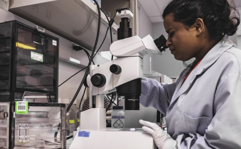 A female scientist in a bio lab