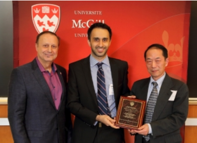 Dr. Mehrdad Mahoutian, postdoctoral fellow, and Professor Yixin Shao, both Civil Engineering and Applied Mechanics, for their “Green, Carbon-Negative Construction Materials” project. 