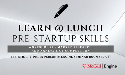 Workshop #4 - Market Research and Analysis of Competition: Feb. 5th, 12:00 - 1:00 pm