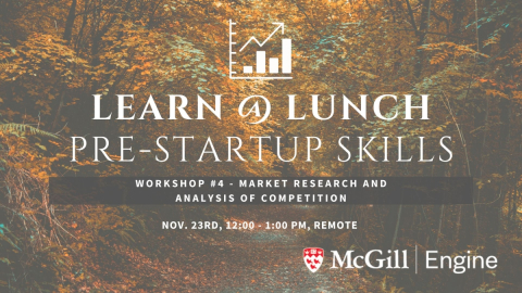 Market Research and Analysis of Competition: Nov. 23rd, 12:00 - 1:00 pm