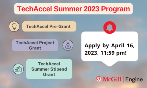 Apply to McGill Engine's TechAccel program summer 2023 cohort by April 16, 2023
