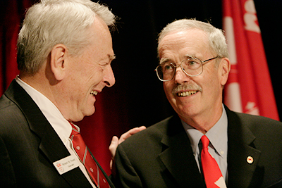Former McGill Chancellor Richard Pound (left) with Derek Drummond