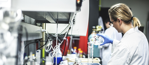 A student working in a lab