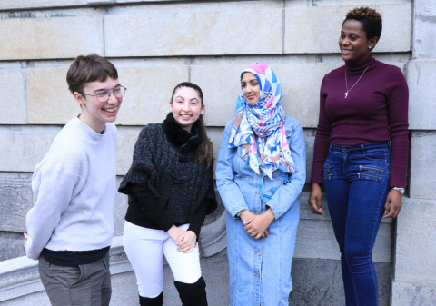 E-IDEA Youth Action and Outreach Team (l to r): Ada Bierling, Marie-Chantal Plouffe, Midhat Noor Kiyani, and Odira Ofordueme