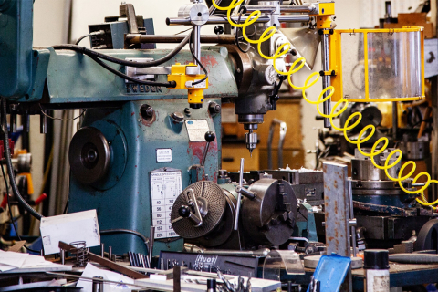 machines and wires in a workshop