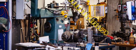 Machines and equipments in a workshop