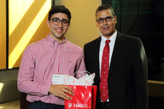 2016 SURE TISED Prize winner Majed Karam,  Department of Civil Engineering, posing for photo with presenter