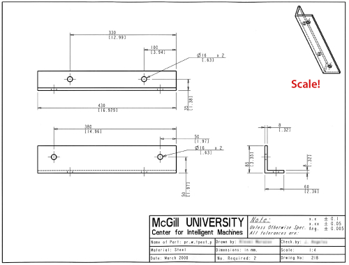 isometric view of the part on its drawing