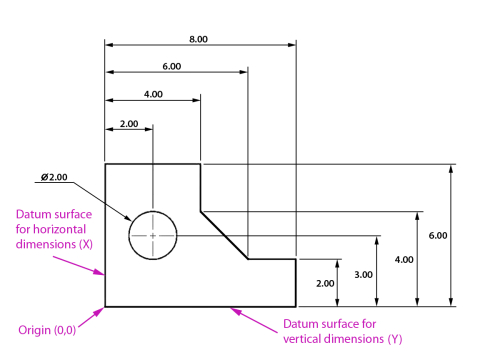 mechanical drawing with dimension