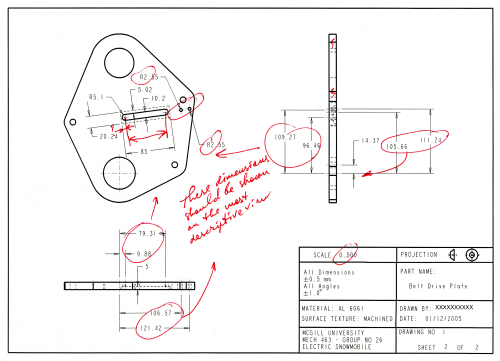 mechanical drawing with dimension