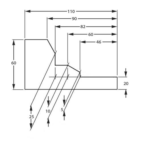 extension lines may be drawn at an angle