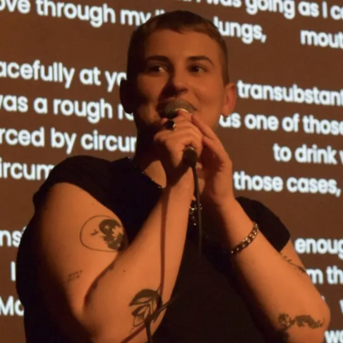 Iris Pintiuta speaking at festival
