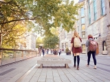 library walkway with students