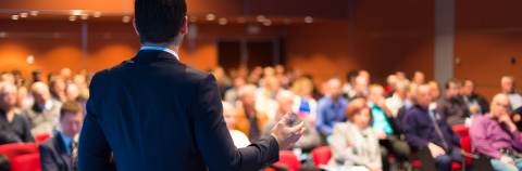 Speaker in an auditorium