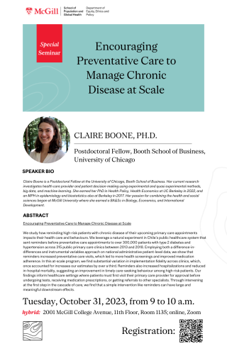 Claire Boone Special Seminar Oct 31
