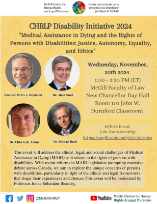 Medical Assistance in Dying and the Rights of Persons with Disabilities: Justice, Autonomy, Equality, and Ethics poster