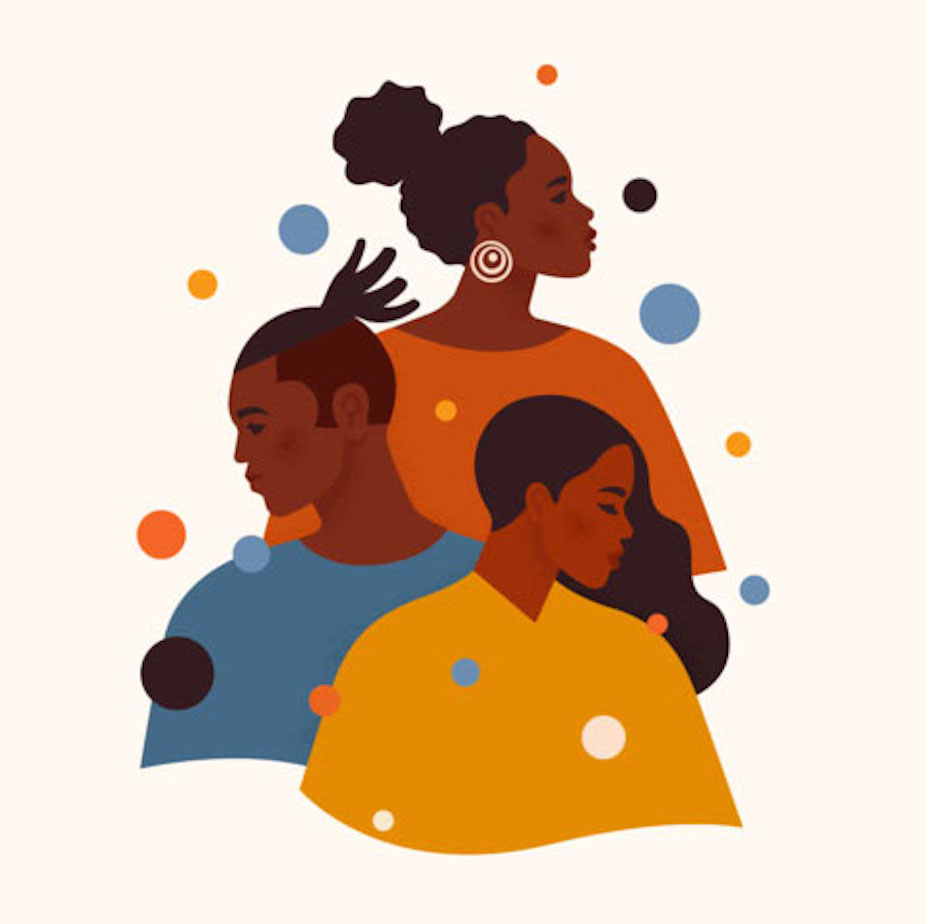 Illustrative art of three Black women