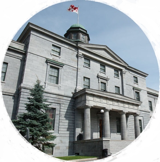 Partial view of the Arts Building with the McGill flag flying on top