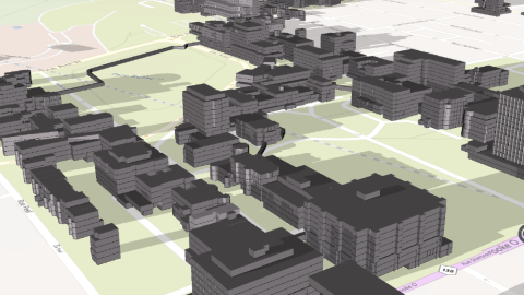 Printscreen from eSpace program, 3D imaging of the downtown campus map