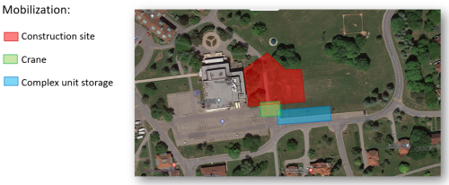 Map indicating the location of the construction site on the east of the Centennial Centre