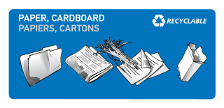 Paper and cardboard icons on a blue background