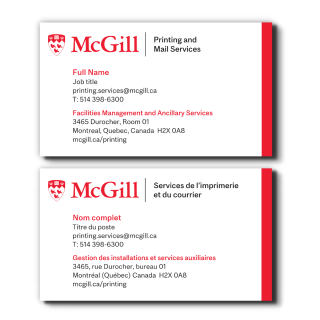 example of business card printed by Printing Services