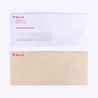 A white and a brown envelope with McGill logo