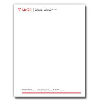 Example of a McGill letterhead that Printing Services can provide