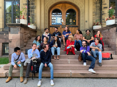 Professor Poirier and her students in front of Old Chancellor Day Hall