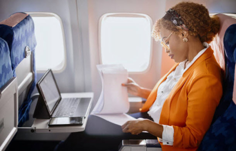 woman on flight