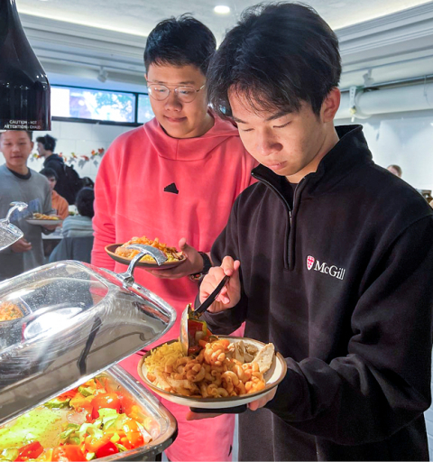 student enjoying food