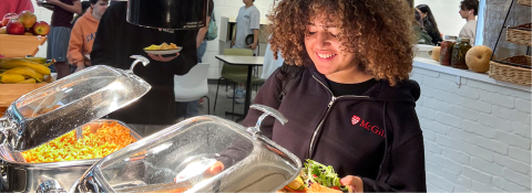 student enjoying food