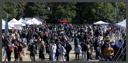 Crowd photo from the 21st Annual McGill University First Peoples’ House Pow Wow