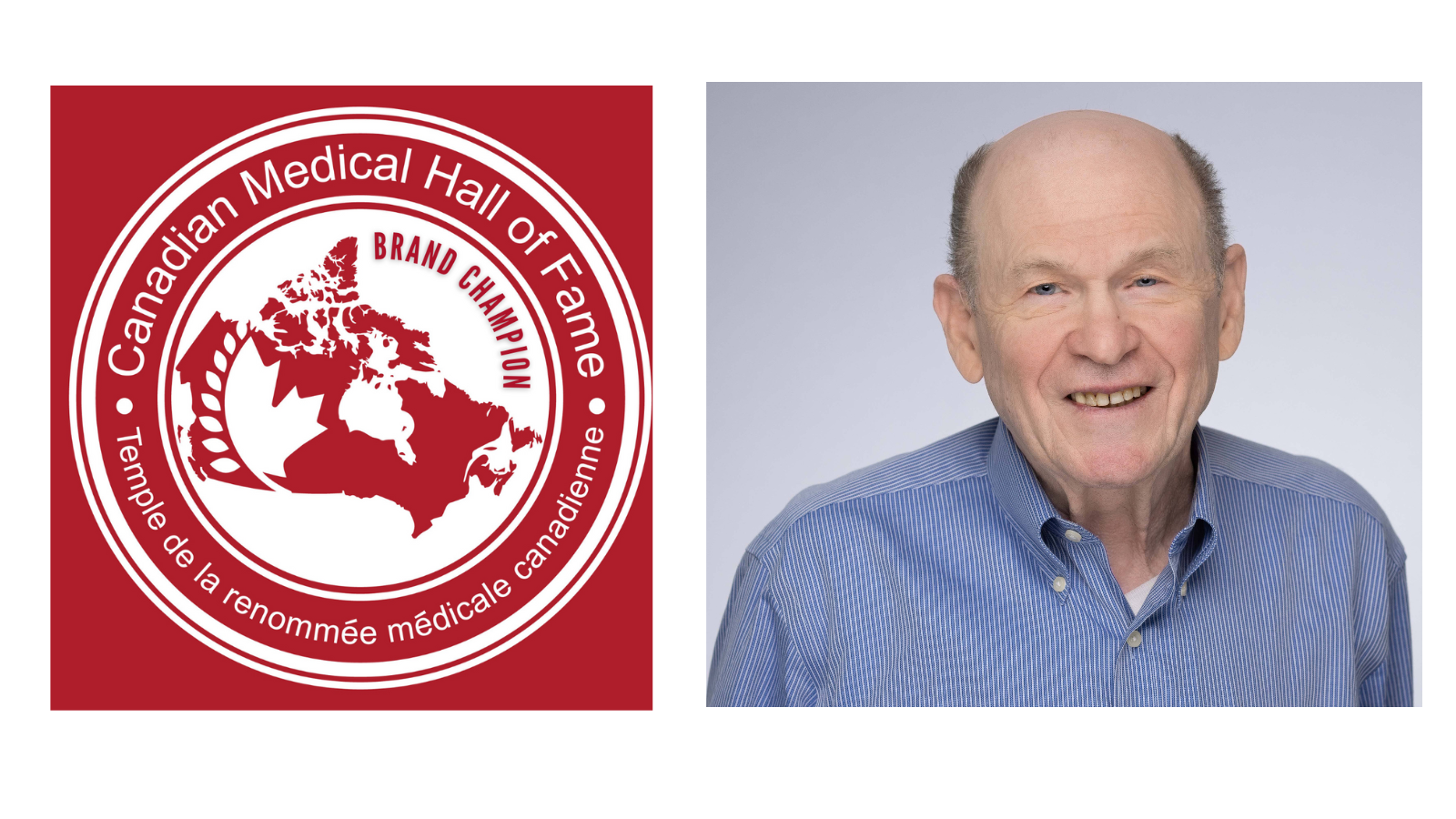 Collage of The Canadian Medical Hall of Fame Logo and Professor Nahum Sonenberg