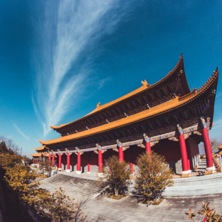 Wide Angle Chinese Temple Photo
