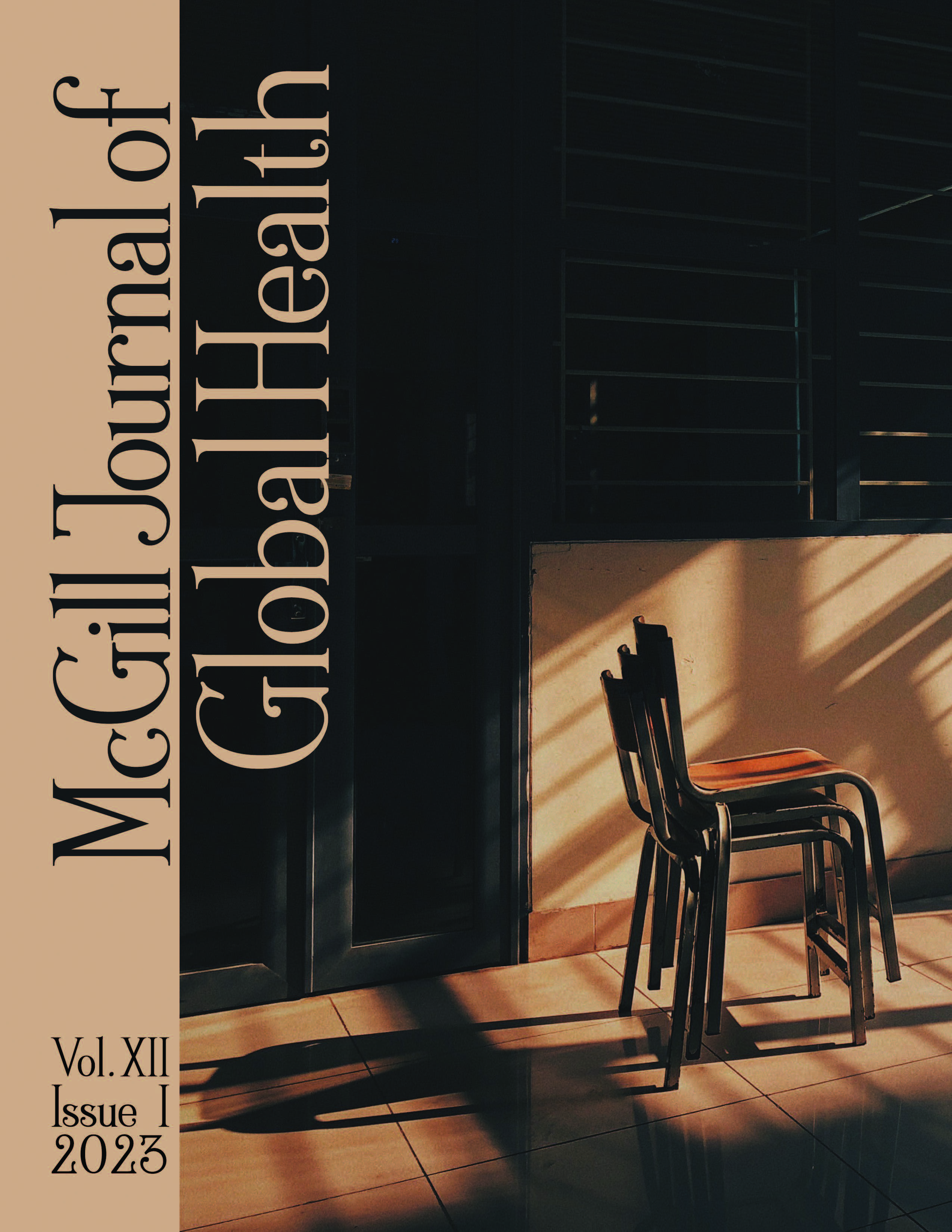 McGill Journal of Global Health Volume XIII, issue 1 cover image- bronze colour with chairs