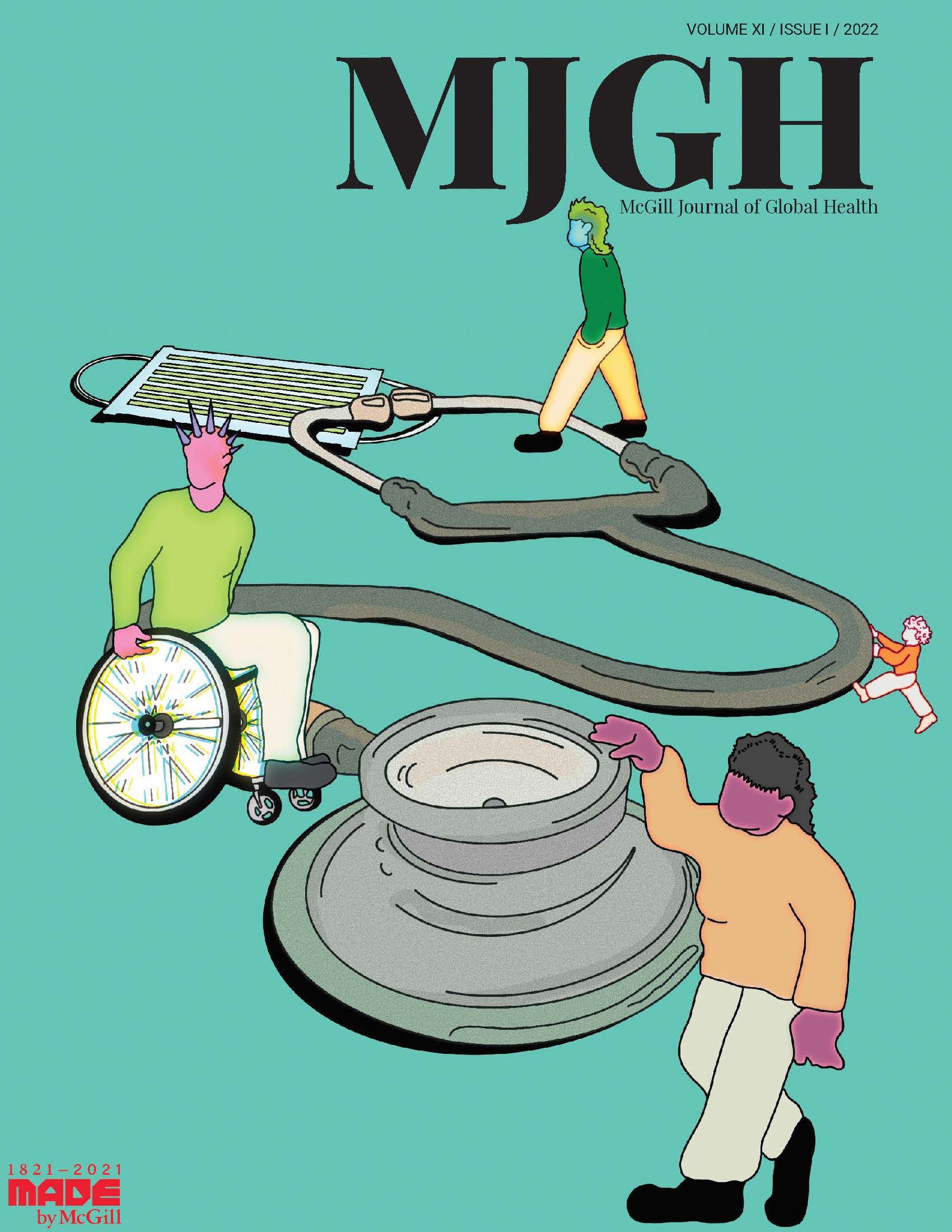 McGill Journal of Global Health Volume XIII, issue 1 cover image- bronze colour with chairs