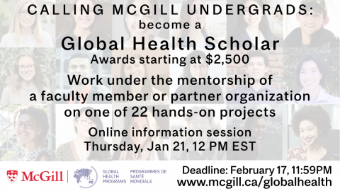 Global Health Scholars 2021 Call for applications flyer