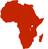 Red map of the African continent