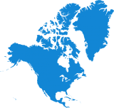 Blue map of the North American Continent