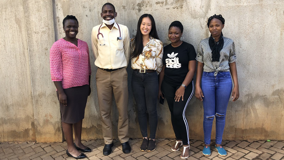 Wan-Li Sun and her colleagues in Uganda: Dr. Lorraine Oriokot, Dr. Idris Mubiru, Wan-Li Sun, Efulansi Kisooka, Judith Muteteri. 