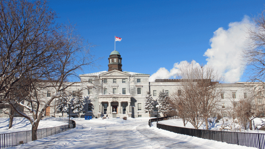 McGill Arts building in the winter.