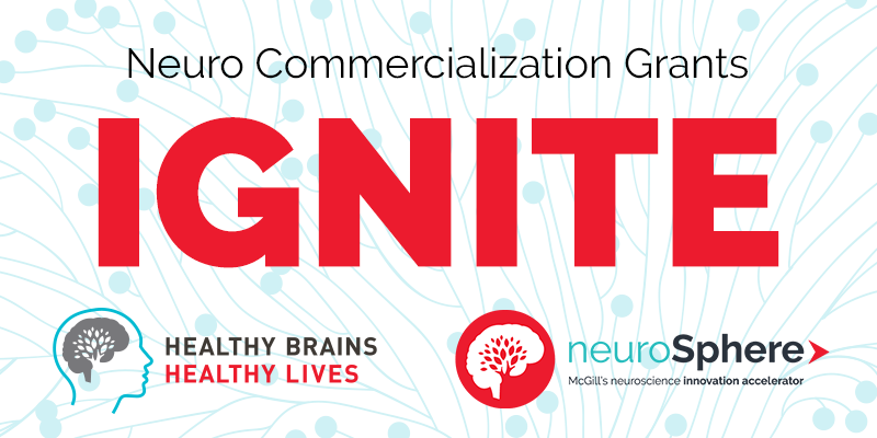 Banner with "Neuro Commercialization Grants: Ignite" in bold text, with the HBHL and NeuroSphere logos.