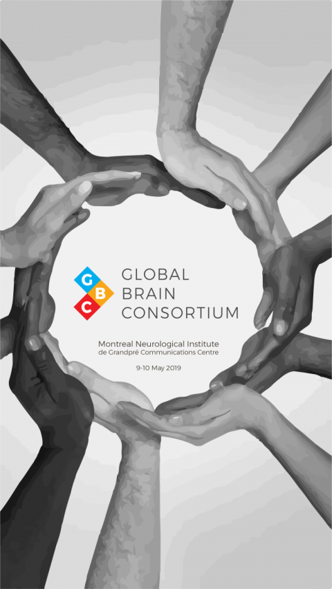 Logo of the Global Brain Consortium (GBC) workshop: several hands next to each other forming a circle with the sentence "Global Brain Consortium" in the middle.