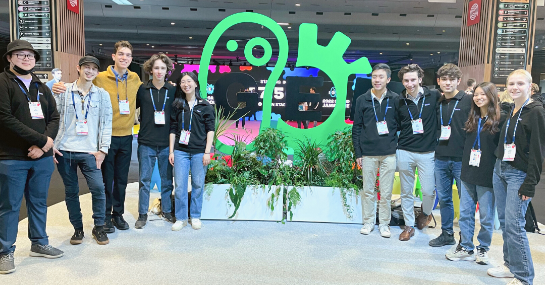 The 10 undergraduate members of McGill’s 2022 iGEM team smile and pose for a photo at the iGEM event in Paris, France. 