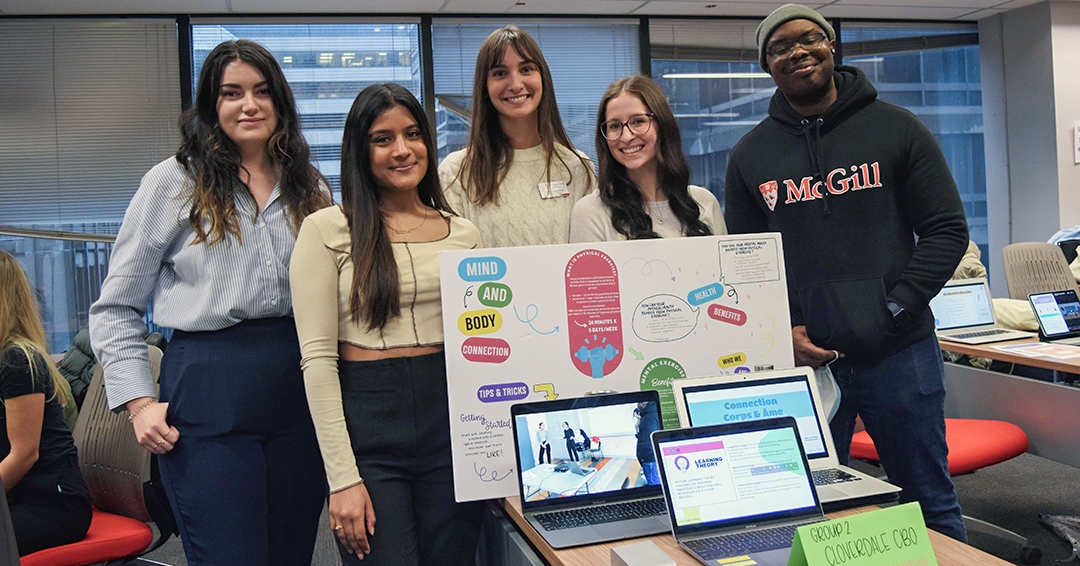 The winning team present their project at the Undergraduate Community Nursing Health Fair at the Ingram School of Nursing