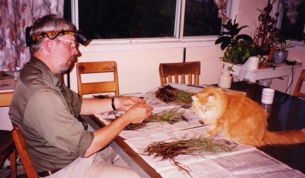 Dr. Martin Lechowicz and a friend press plants at McGill&#039;s Subarctic Research Station in Schefferville, QC