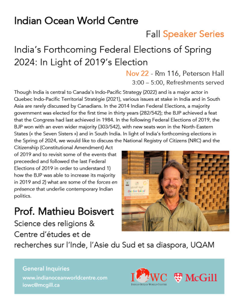 Poster with event details and photo of presenter.