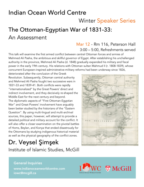 Poster with event details and historical map of the eastern Mediterranean.